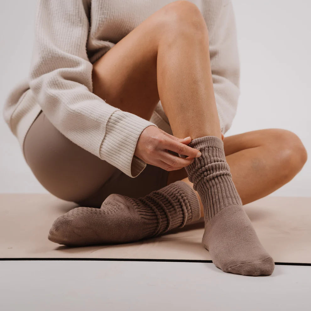 Women's Non-Slip Scrunch Socks - Cozy Grip Ankle Socks for Yoga, Workout & Lounge - Pack of 3 Pairs