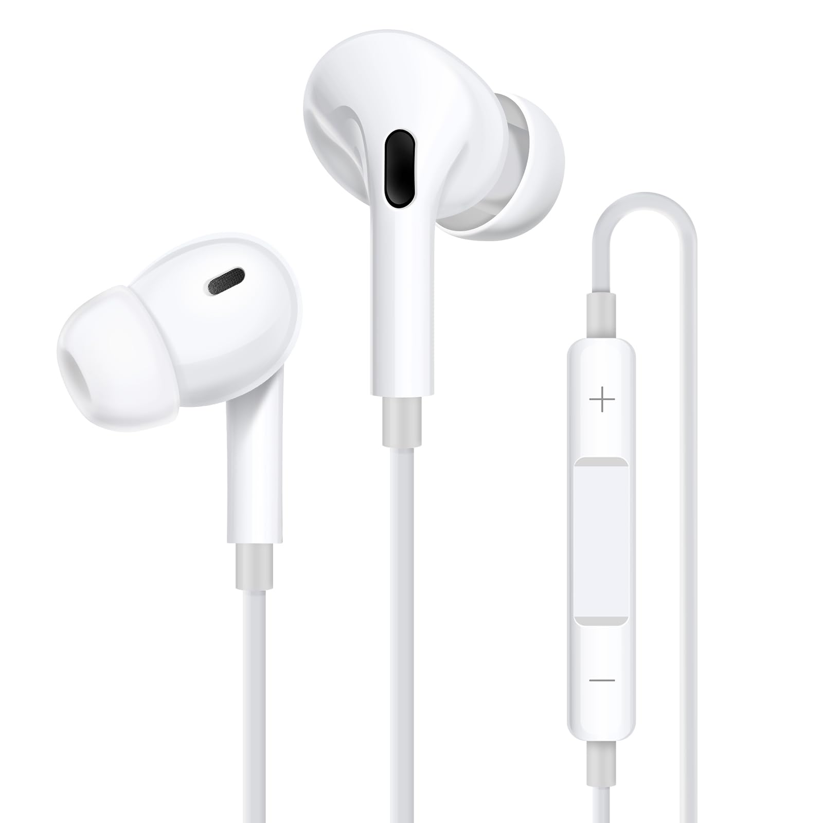 Aolcev Wired Earbuds with Mic for iPhone 14/13/12/11 Pro Max & iOS Devices - Deep Bass in-Ear Headphones, Comfortable Earphones (White) - Perfect for Gym, Commuting & Music Lovers