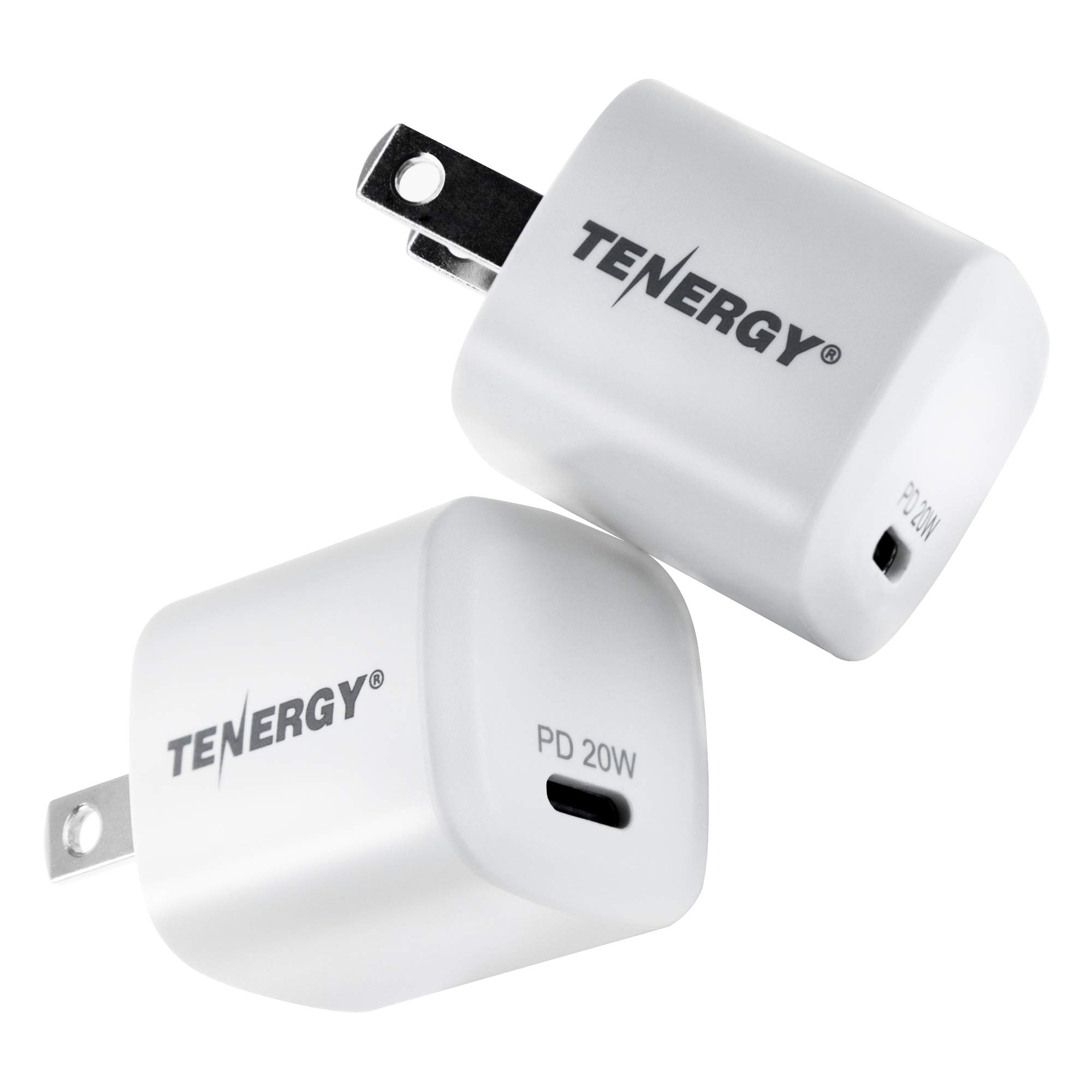 Tenergy 20W USB-C Fast Charger with Power Delivery (PD) - 2 Pack for iPhone 12/13/14 Series, Galaxy S21/S22, Pixel 3/4/5/6, iPad Pro - Perfect for Travel, Office & Home Charging (Cable Not Included)