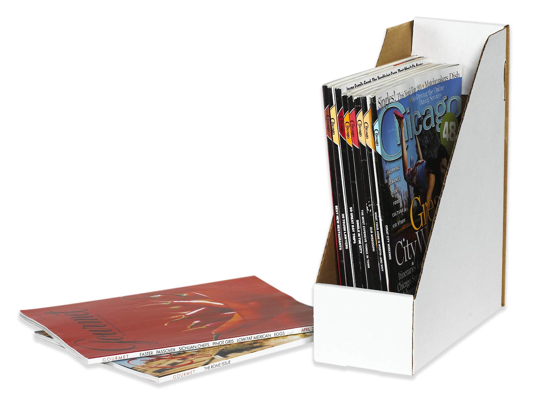 Aviditi 50-Pack White Corrugated Magazine File Boxes - 9.25