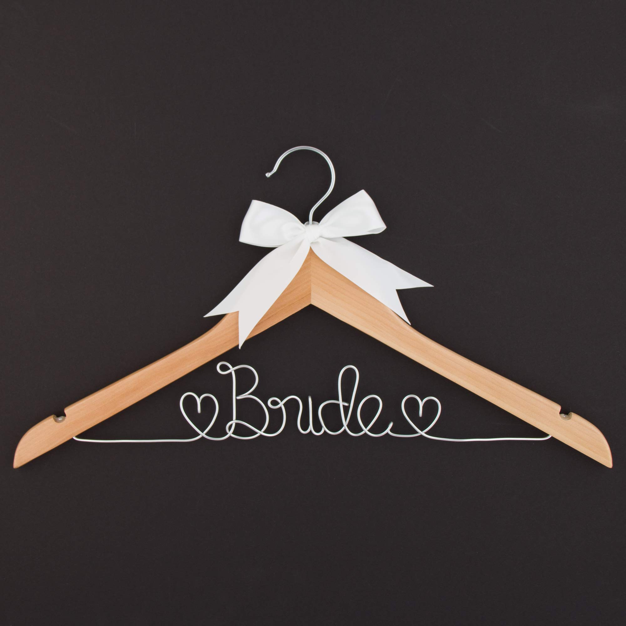 Ella Celebration Bride Wedding Dress Hanger - Natural Wood & Silver Wire Hanger for Wedding Gowns, Bridal Dresses & Formal Attire - Perfect for Bridal Shoots, Wedding Preparations & Closet Organization