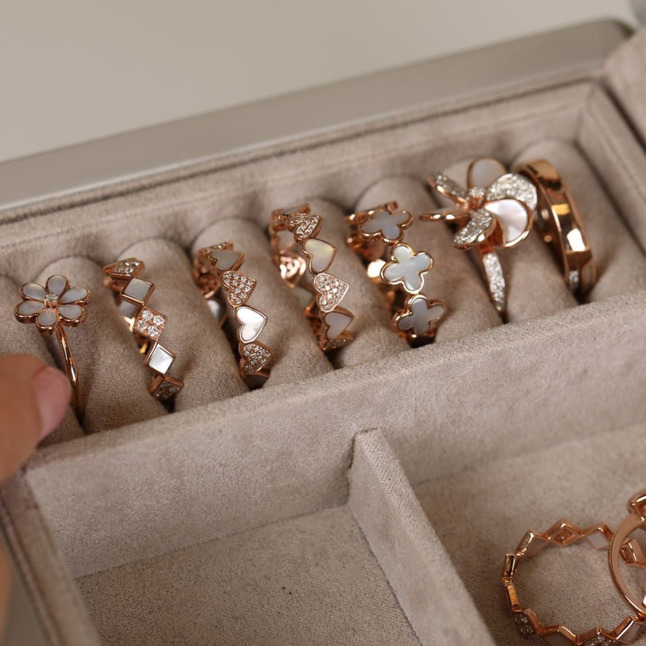 14k Rose Gold Diamond and Mother of Pearl Eternity Ring - Stackable Wedding Band, Anniversary Gift for Her, Perfect for Bridal Jewelry and Special Occasions