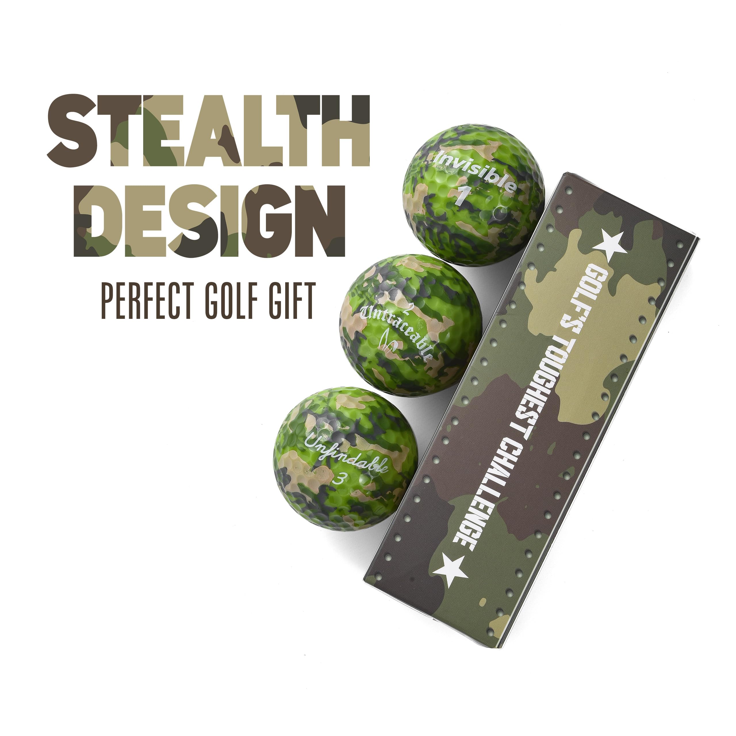 Shanker Camo Golf Balls 3 Pack - Funny Camouflage Golf Balls with Humorous Sayings - Best Prank Gift for Golfers - Novelty Golf Challenge Balls - Perfect for Pranks, Gag Gifts & Golf Tournaments
