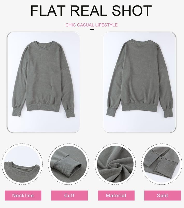 SHEWIN Women's Casual Long Sleeve Crewneck Sweatshirt - Lightweight Loose Pullover Top for Everyday Wear | Perfect for Lounge, Workout & Street Style Fashion