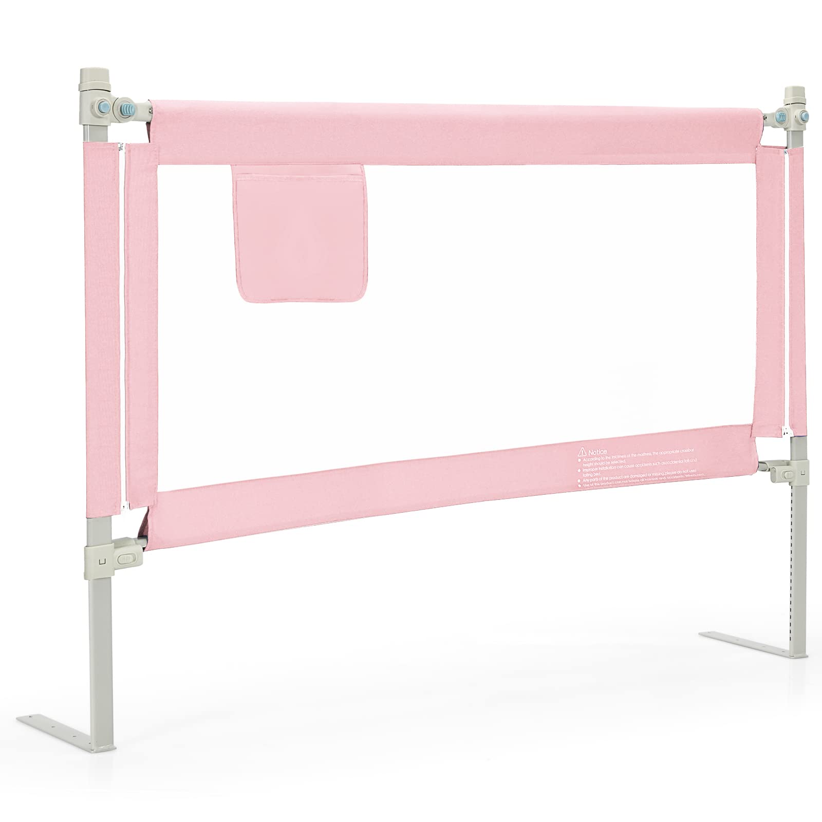 HONEY JOY 57-inch Extra Long Toddler Bed Rail - Portable Safety Guardrail with Side Pocket for King, Queen, Full & Twin Size Beds - Baby Bed Rail for Kids (Pink) - Perfect for Travel, Home & Child Safety
