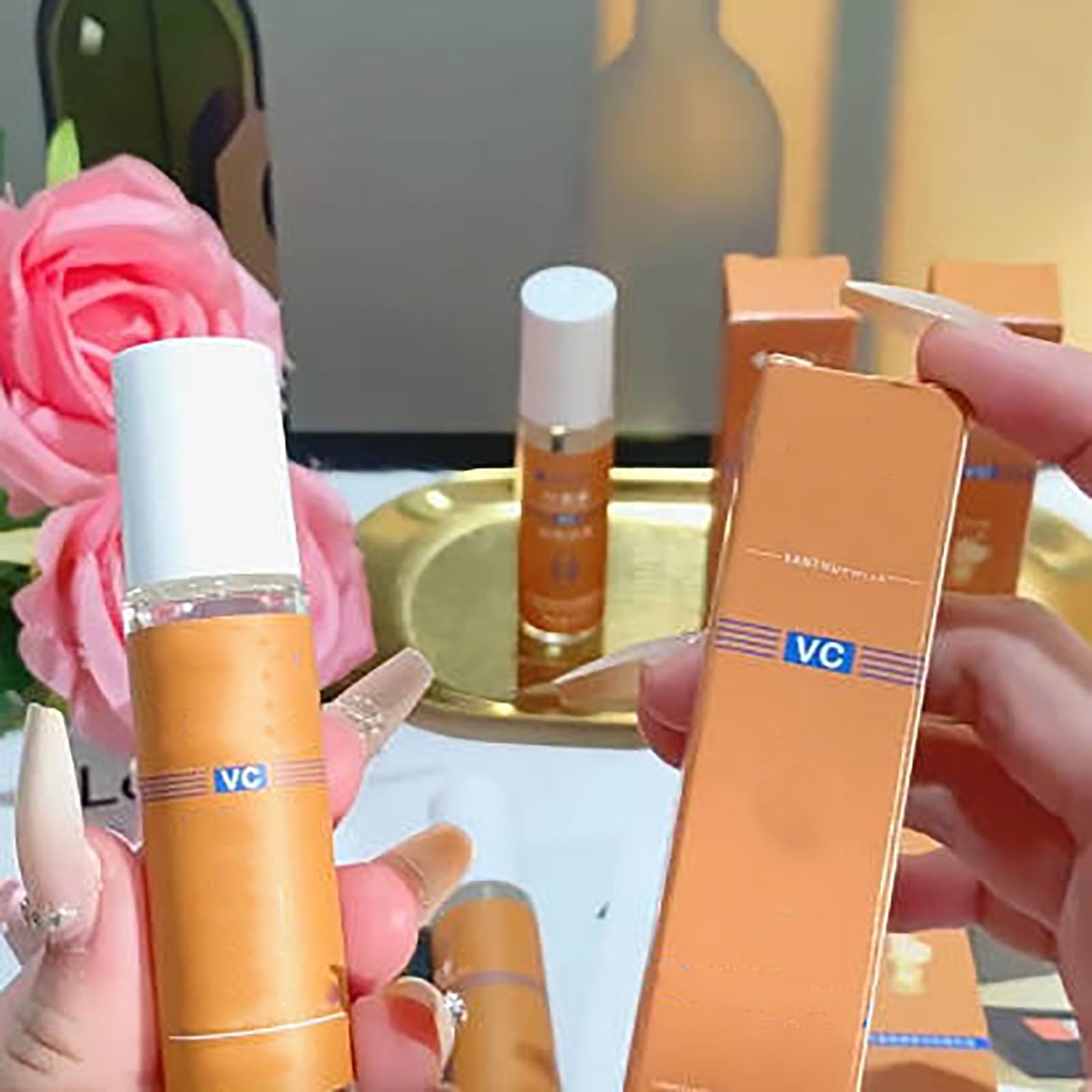 Premium Lutein Eye Essence Oil with Roller Ball - Japanese VC Formula for Dark Circles & Puffiness - 2 Pack Eye Serum Stick for Brightening & Anti-Aging - Perfect for Night Routine & Travel Skincare