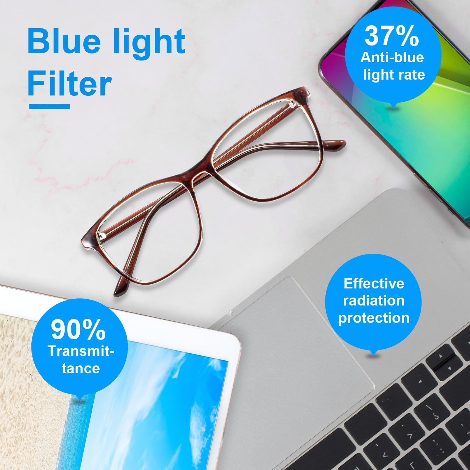 OCCI CHIARI Blue Light Blocking Glasses for Women - Non Prescription Computer Glasses, Fashion Eyewear with Full Rim Optical Frame - Perfect for Office Work, Gaming & Screen Time Protection