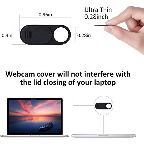 Carerina 12-Pack Ultra Thin Webcam Cover Slider for Laptop, PC, Computer - Black | Privacy Protection for Home Office, Online Meetings & Remote Work