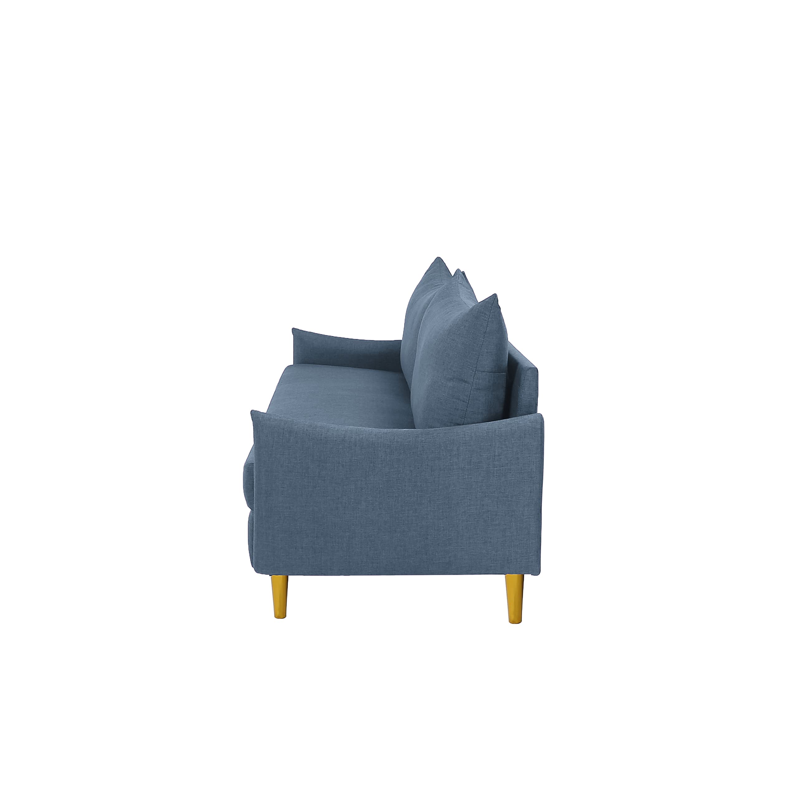 Modern Loveseat Sofa with Pillows & Golden Tapered Legs - Navy Blue Polyester Fabric for Living Room, Bedroom & Office - Perfect for Small Spaces, Lounge Chairs & Home Decor