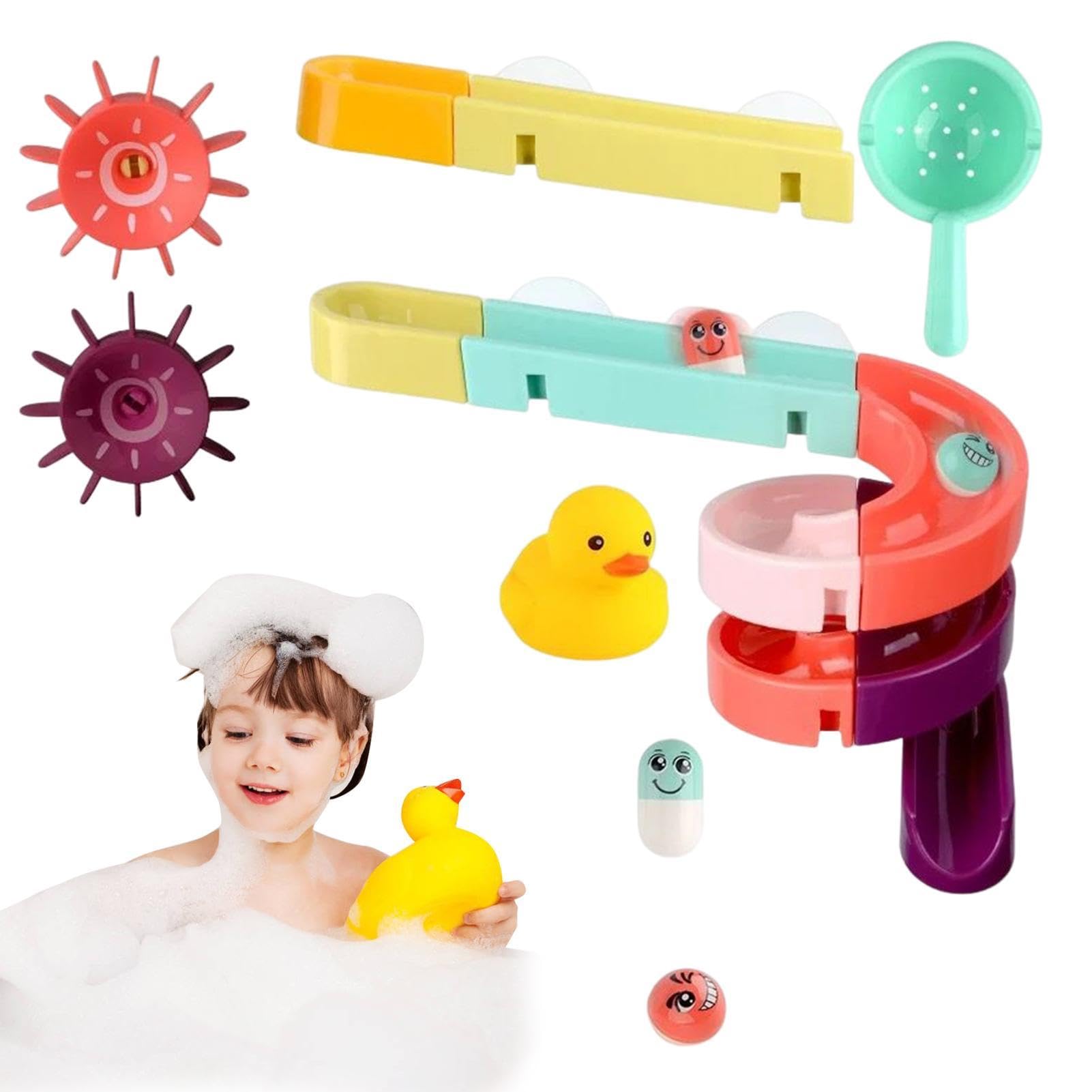 Best Bathtub Water Toys for Kids - Interactive Duck Shower Game & Educational Water Track Toy Set | Fun Bath Time Learning Activities for Toddlers & Preschoolers | Perfect for Bathtub Play, Shower Slide Games & Sensory Development