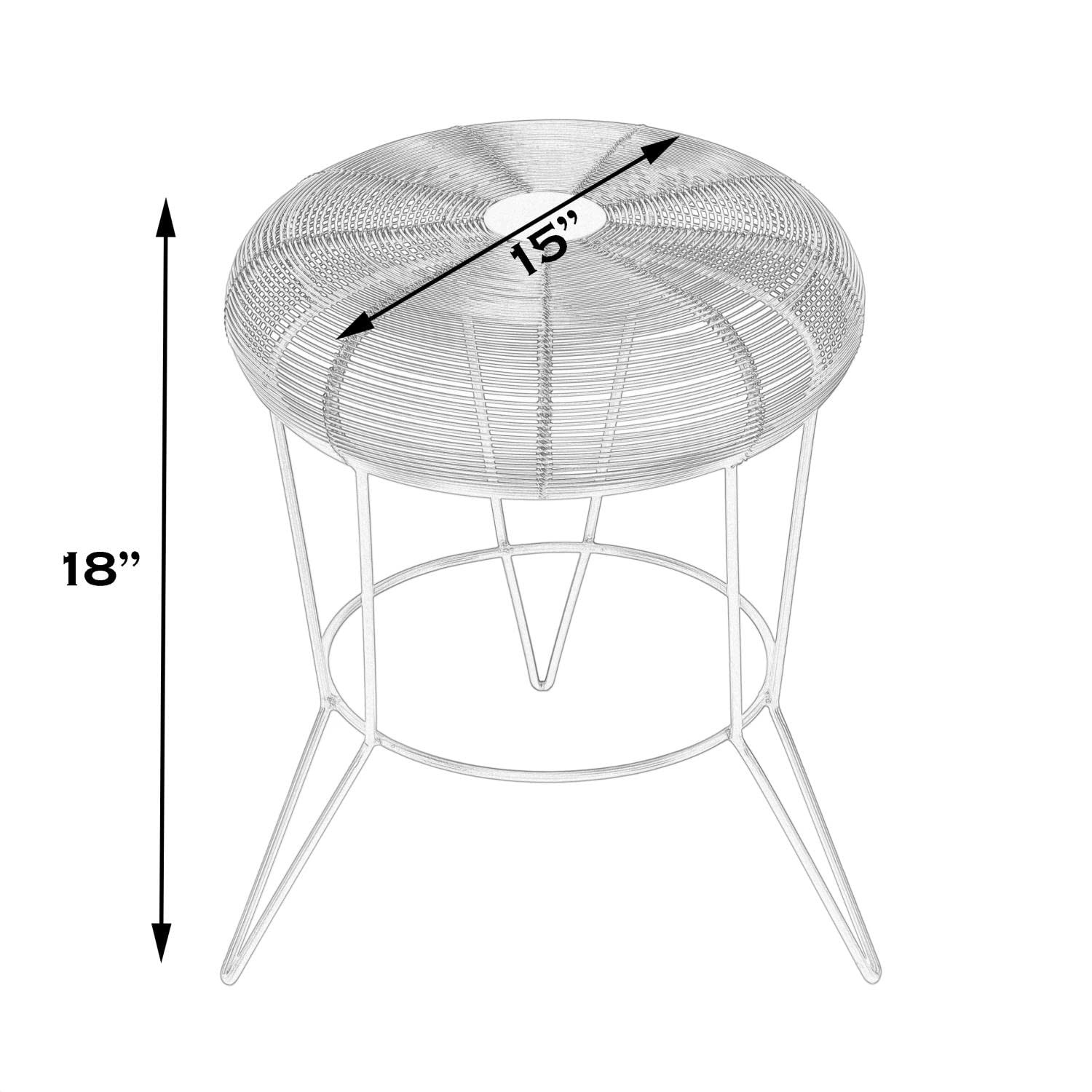 Butler Specialty Allen Decorative Bright White Wire Iron Accent Table - Small Side Table for Living Room, Bedroom, or Patio Decor