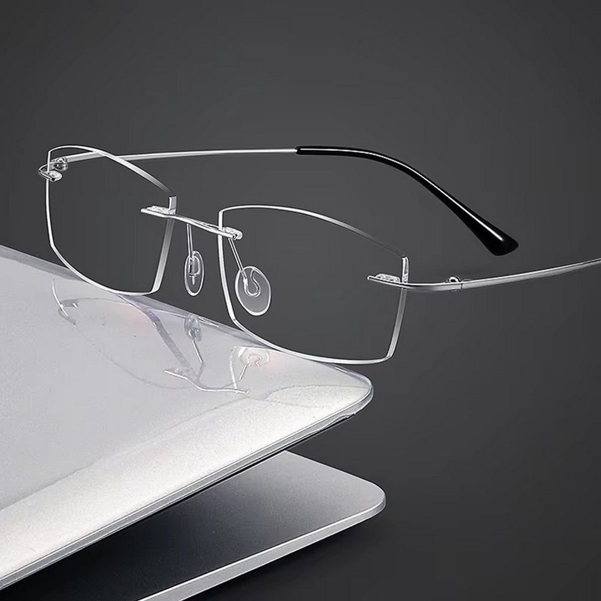 Lightweight Rimless Frameless Glasses - Beta Titanium Alloy Flexible Hinges for Comfort - Optical Eyewear Frames for Men & Women - Perfect for Office, Reading and Daily Wear
