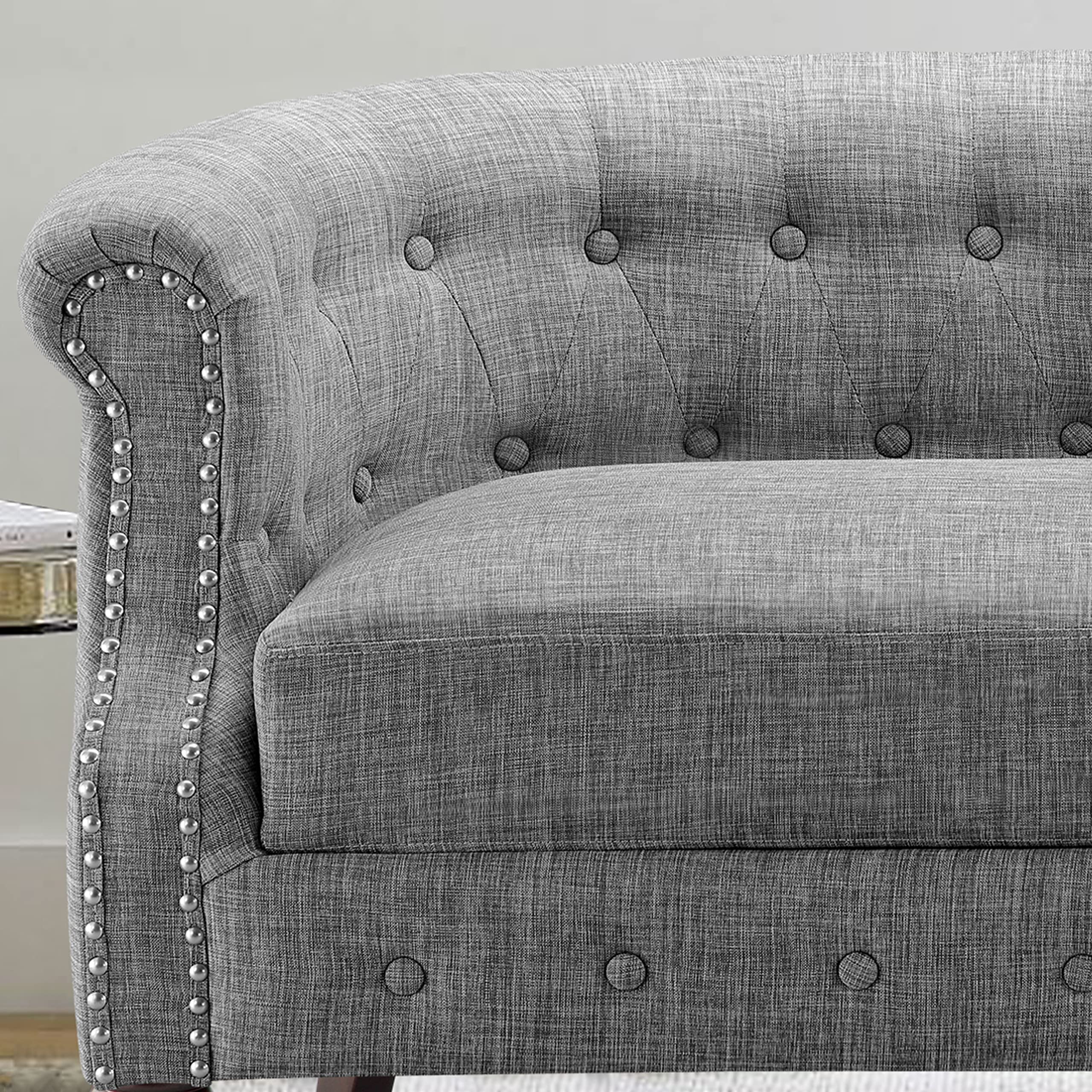 Rosevera Loveseat Sofa for Small Spaces - Compact 2-Seater Couch in a Box, Modern Gray Upholstered Furniture for Living Room, Apartment & Office - Perfect for Cozy Movie Nights and Small Gatherings