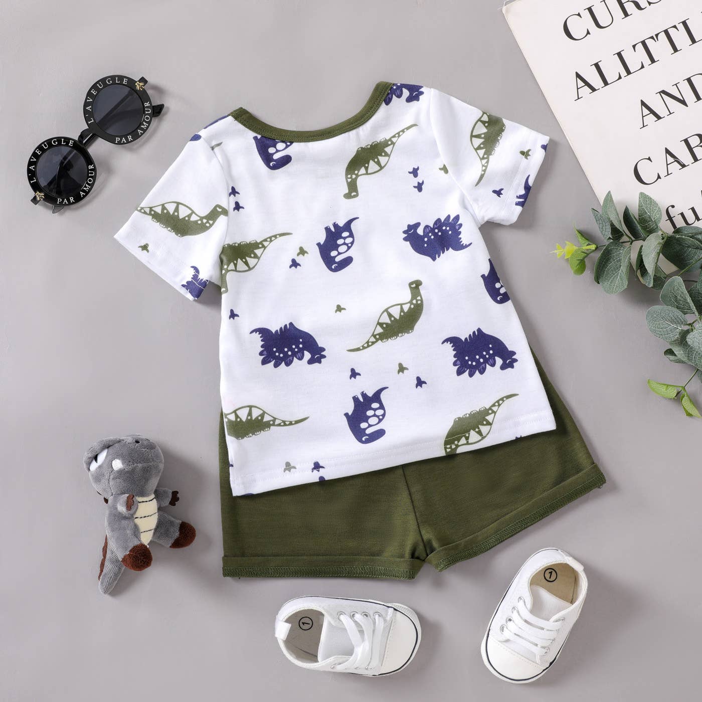 Dino Baby Boy Outfit Set - Cute Dinosaur Themed Clothes for Toddlers - Perfect for Playtime, Birthday Parties & Photo Shoots