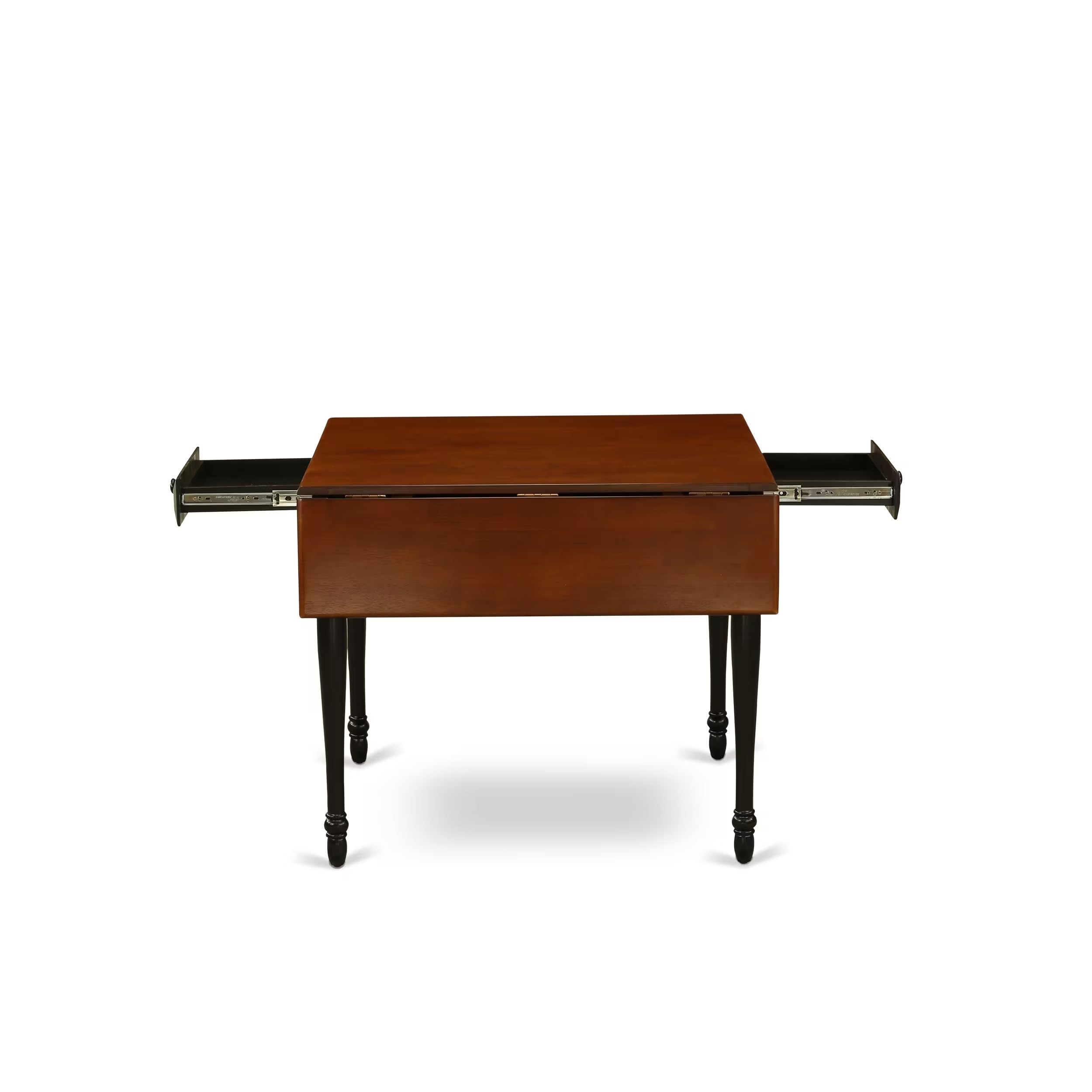 Modern 3-Piece Dining Table Set with Drop-Leaf & 2 Chairs - 36x54 Inch Rectangle Wood Table in Black & Cherry | East West Furniture MZKE3-BCH-W | Perfect for Small Spaces, Apartments & Cozy Kitchens
