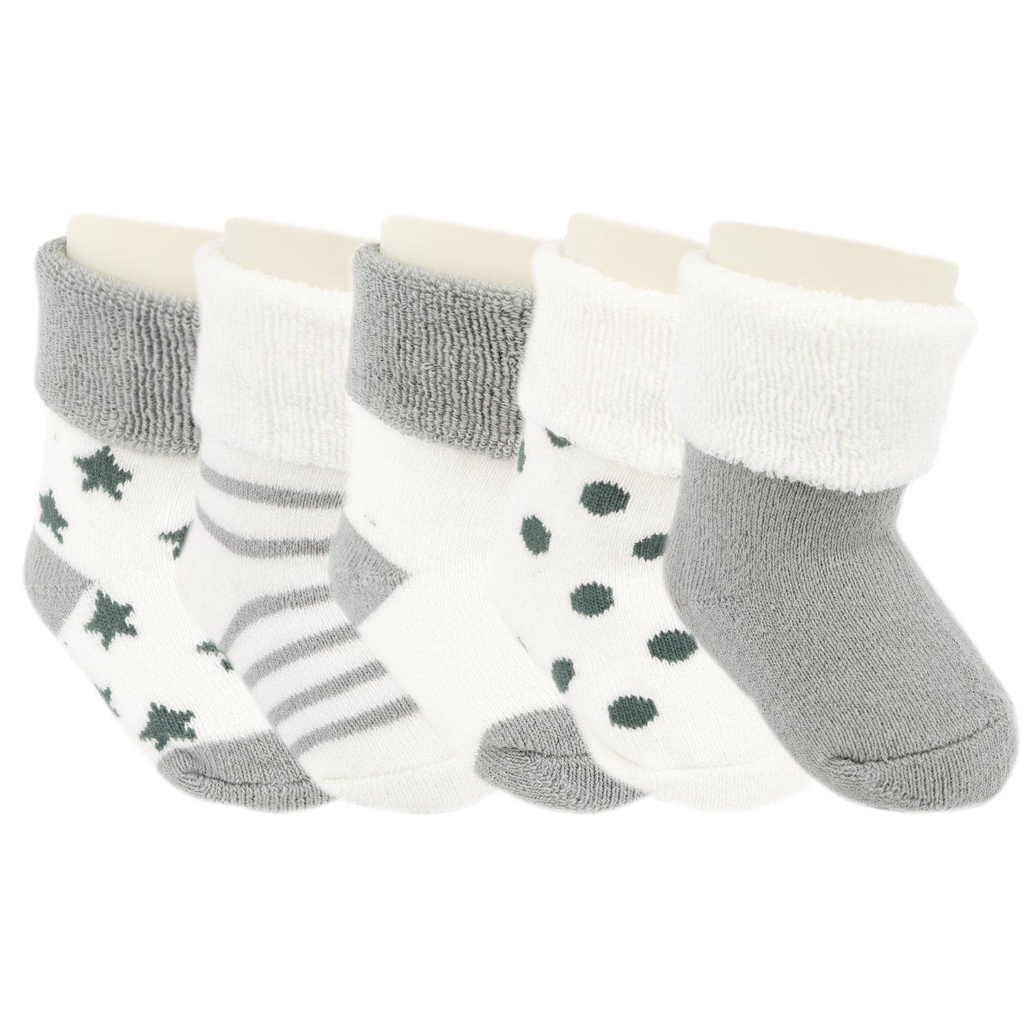 Ateid Baby Toddler Winter Ankle Socks - 5 Pack Thick Warm Socks for Boys & Girls - Perfect for Cold Weather & Indoor Play
