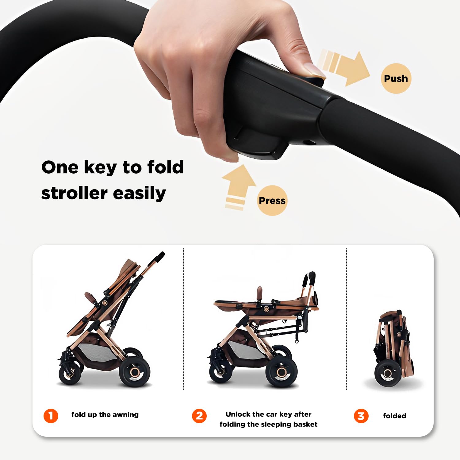 2 in 1 Convertible Baby Stroller & Bassinet - Reversible Newborn Pram with Adjustable Canopy | Foldable Lightweight Pushchair for Infants & Toddlers | Shock-Absorbent Wheels for Smooth Rides | Perfect for City Walks, Shopping & Travel