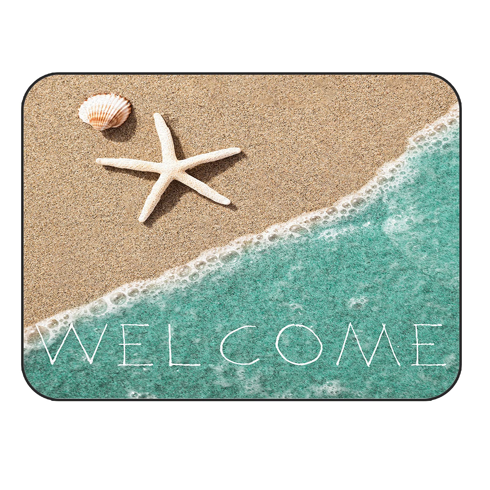 4'x6' Modern Large Area Rugs - Soft Nursery Throw Carpet with Ocean Theme (Starfish, Shells, Bubbles) - Water Green Indoor/Outdoor Floor Covering for Kids Room, Living Room & Bedroom - Perfect for Beach House Decor, Playroom & Cozy Spaces