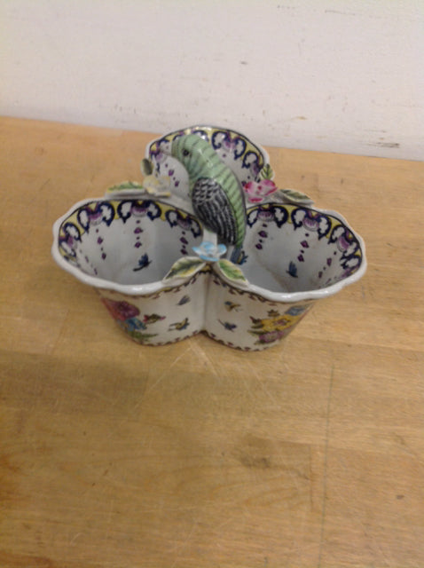 7-Inch Ceramic Floral Bird Bowl - Handmade Decorative Serving Bowl for Salads, Fruits, Snacks | Perfect for Home Dining, Party Decor, and Gift Giving