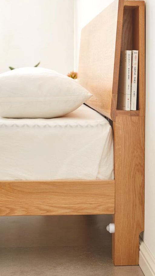 BRYSON Japanese Nordic Style Solid Wood Bed Frame - Minimalist Modern Bedroom Furniture for Small Spaces & Cozy Home Decor
