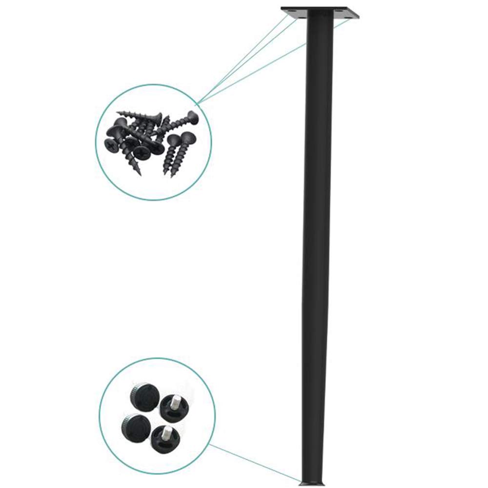 28 Inch Black Tapered Metal Table Legs - Heavy Duty Iron Furniture Legs with Screws & Floor Protectors (Set of 4) for Dining Tables, Desks & DIY Home Decor Projects