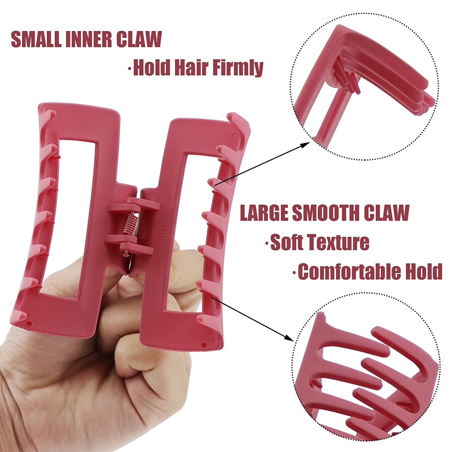 ASG 4-Piece Hair Claw Clips Set - Strong Hold Non-Slip Matte Jaw Clips for Thin, Thick & Curly Hair - Women & Girls Hair Accessories Gift - Perfect for Work, Gym, Travel & Everyday Styling