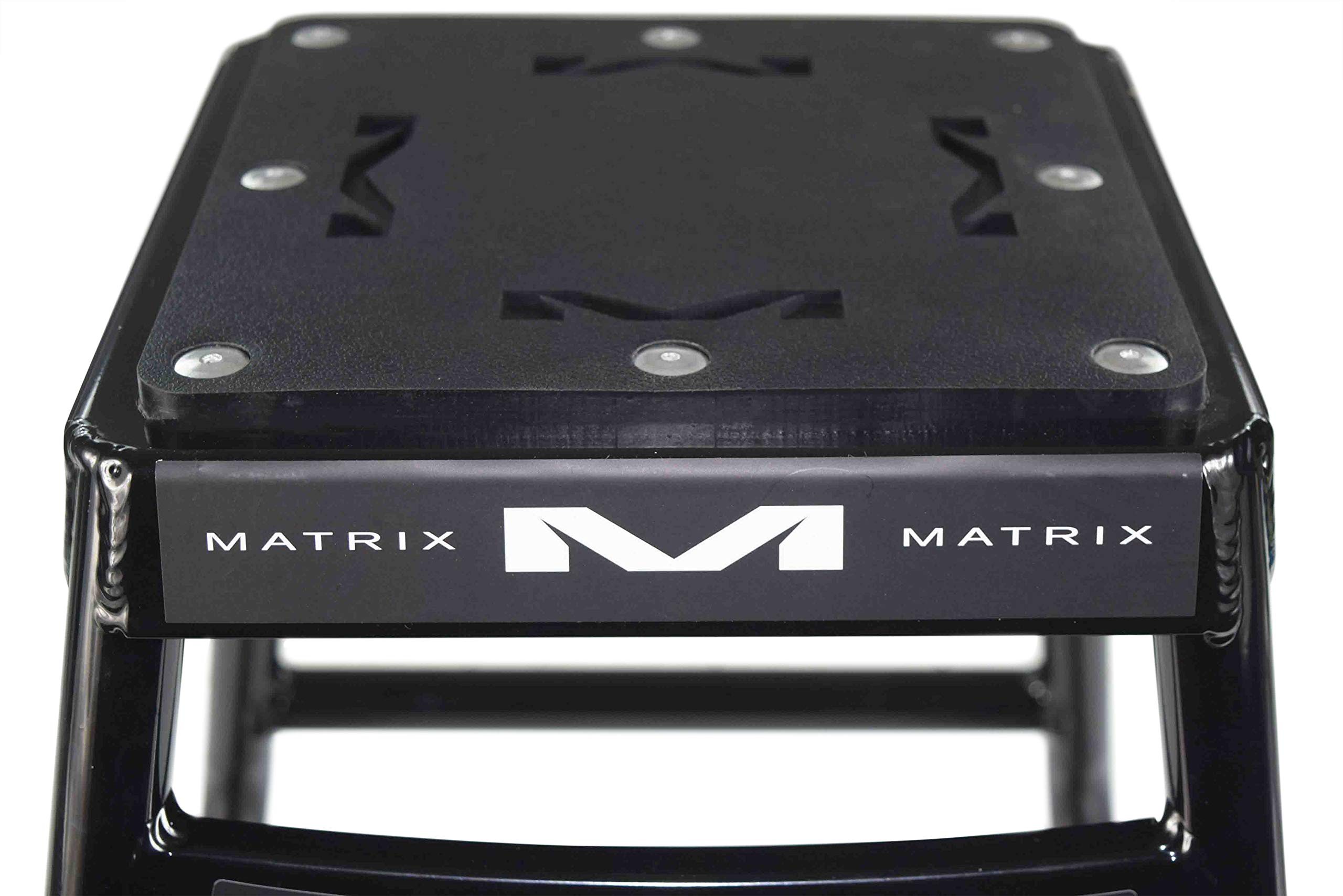 Matrix Concepts A2 Aluminum Stand - High-Quality Aircraft Tubing with Anti-Rock Technology for 50cc, 65cc & 85cc Dirt Bikes - Includes Sticker Pack (Black) - Ideal for Motocross, Pit Bike Maintenance & Garage Storage