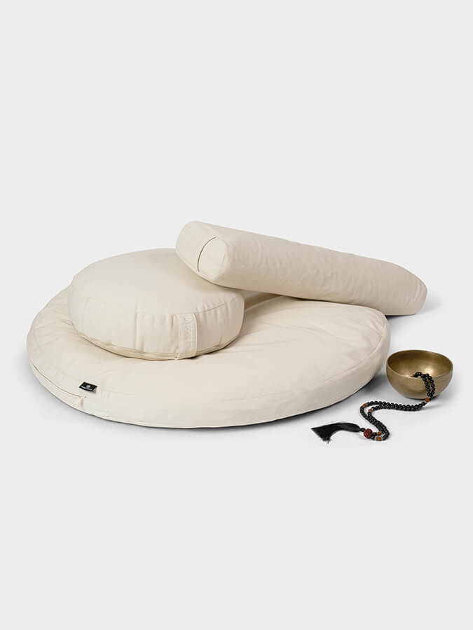 Organic Round Yoga Meditation Cushion Set - Zafu & Zabuton for Comfortable Seated Practice | Perfect for Yoga Studios, Home Meditation & Pranayama Breathing Exercises