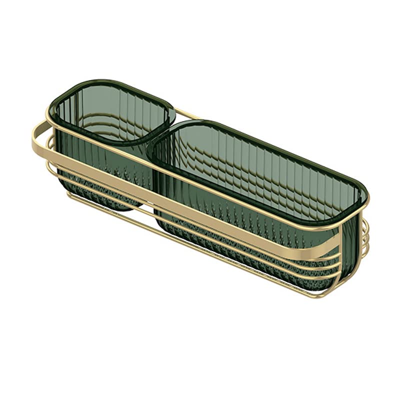 No Drill Adhesive Shower Caddy Basket Shelf - Rustproof Bathroom Wall Organizer with 2 Baskets for Shower, Toilet & Kitchen - Perfect for Small Space Storage & Bathroom Organization