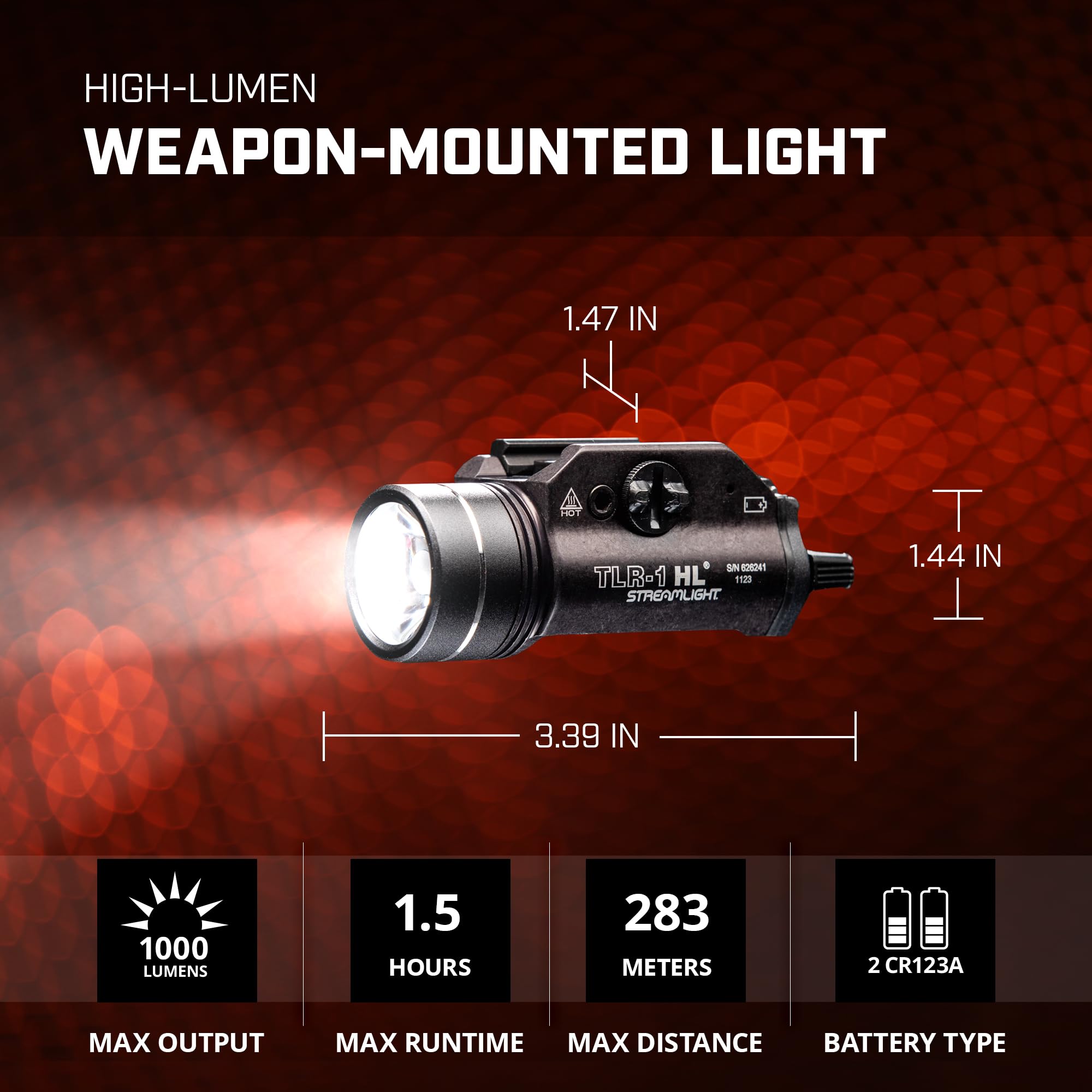 Streamlight 69889 TLR-1 HL 1000-Lumen Tactical Weapon Light with Dual Remote Switch Kit - Pistol & Rifle Mounted Flashlight for Home Defense, Hunting, and Law Enforcement Use