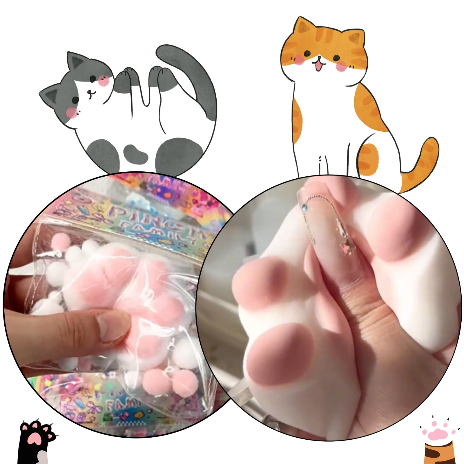 Squishy Cat Paw Stress Relief Toy - Soft PVC Sensory Fidget Toy for Kids & Teens - Kawaii Squishies with OPP Packaging - Perfect for Anxiety Relief, Classroom Focus & Home Relaxation (Blue)