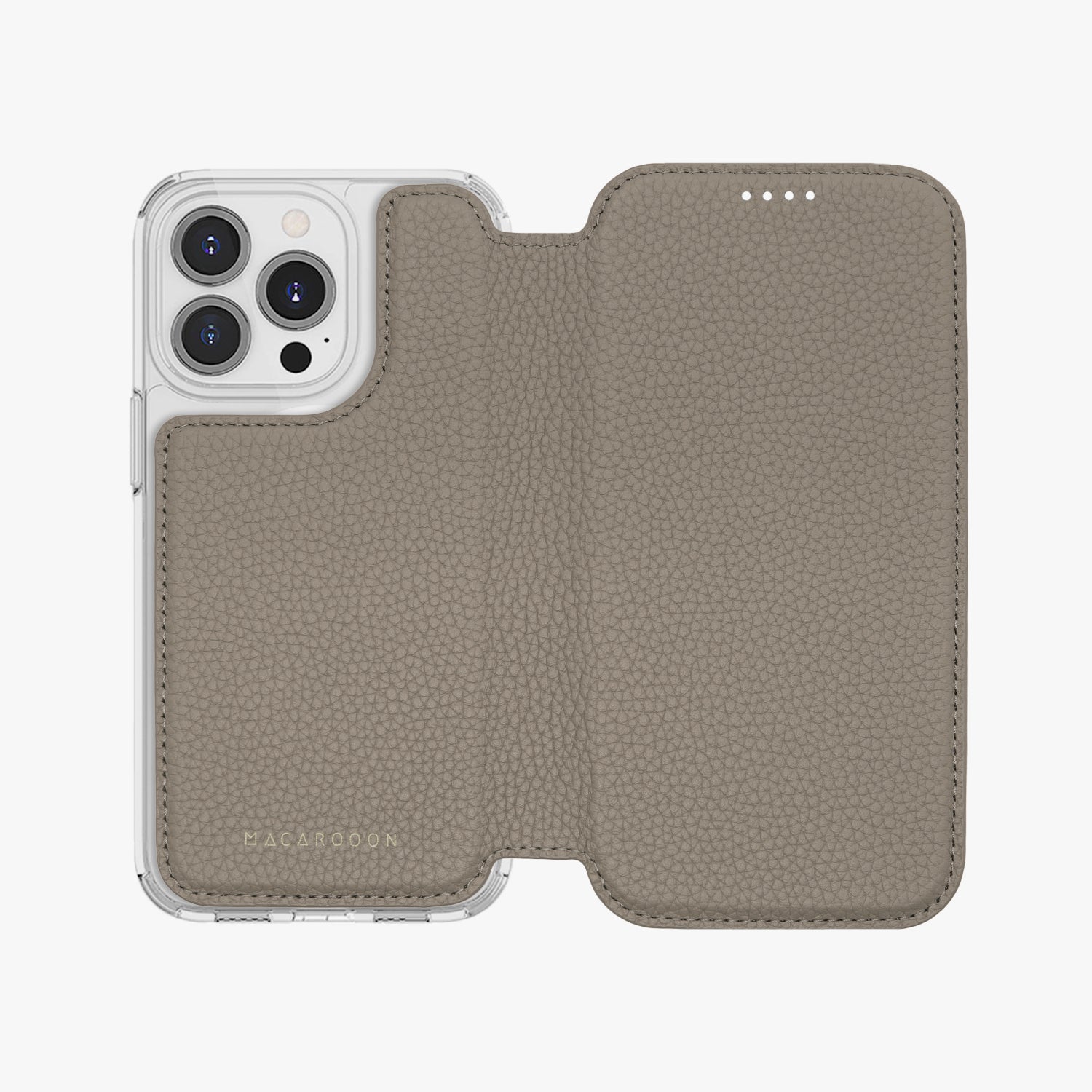 Premium iPhone 15 Pro Leather Flip Case with MagSafe - Slim Protective Cover with Clear Back for Wireless Charging | Perfect for Work, Travel & Everyday Use