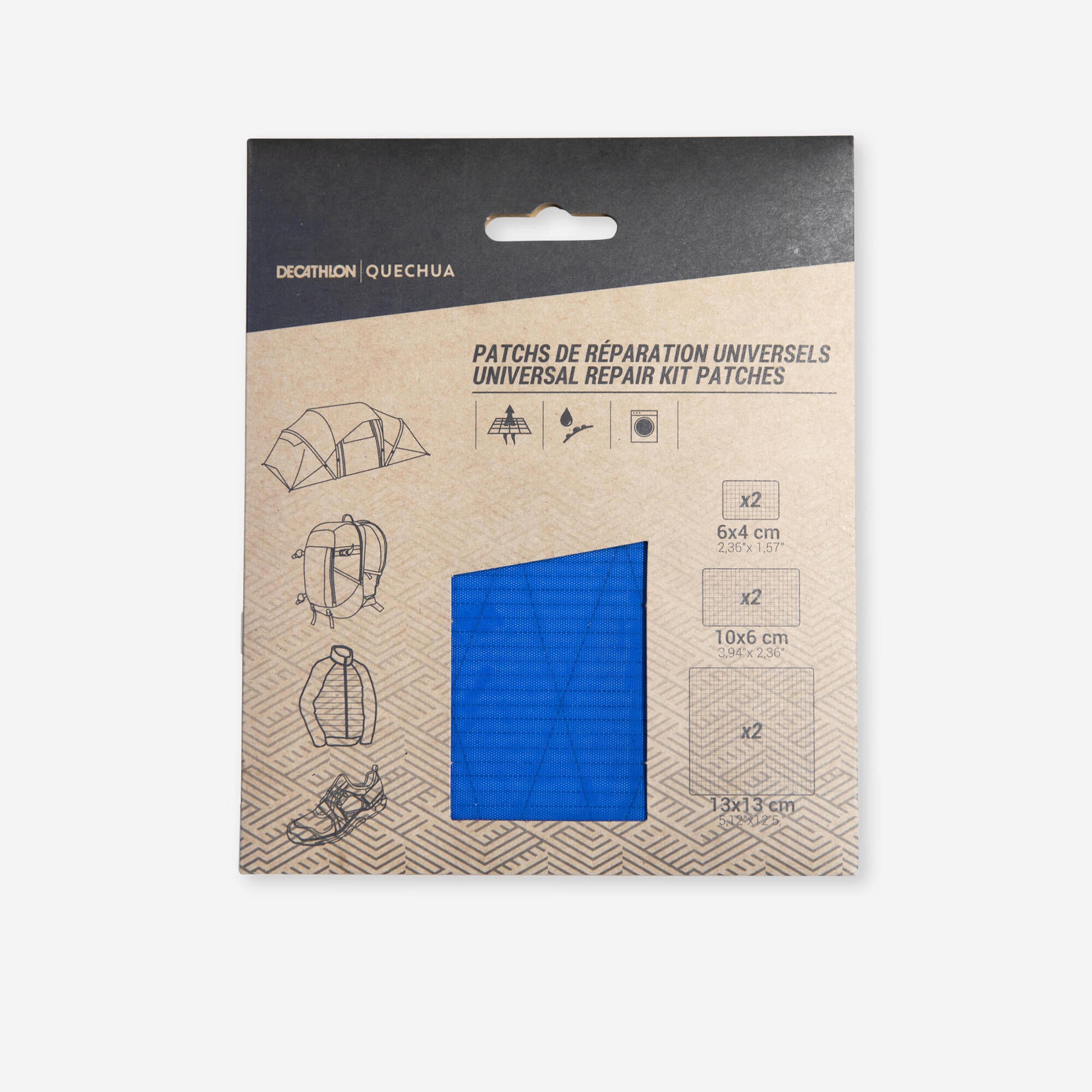 Quechua Self-Adhesive Repair Patches - Multi-Purpose Fabric & Gear Repair Kit for Outdoor, Camping, Hiking, and Home Use