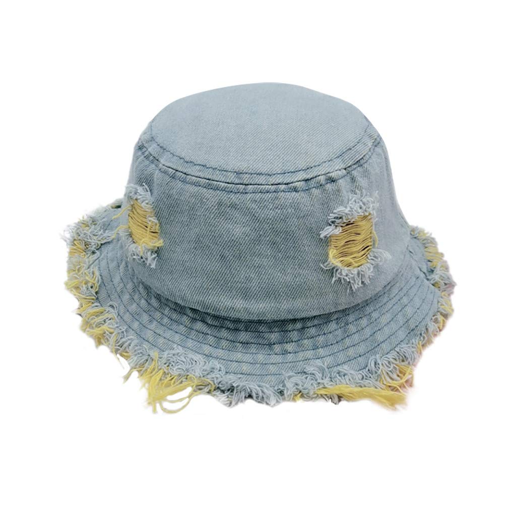 Kids Sun Protection Beach Hat - Soft Fisherman Bucket Hat in Denim for Boys & Girls - UV Protection Printed Baby Hat for Outdoor Play, Pool & Summer Activities