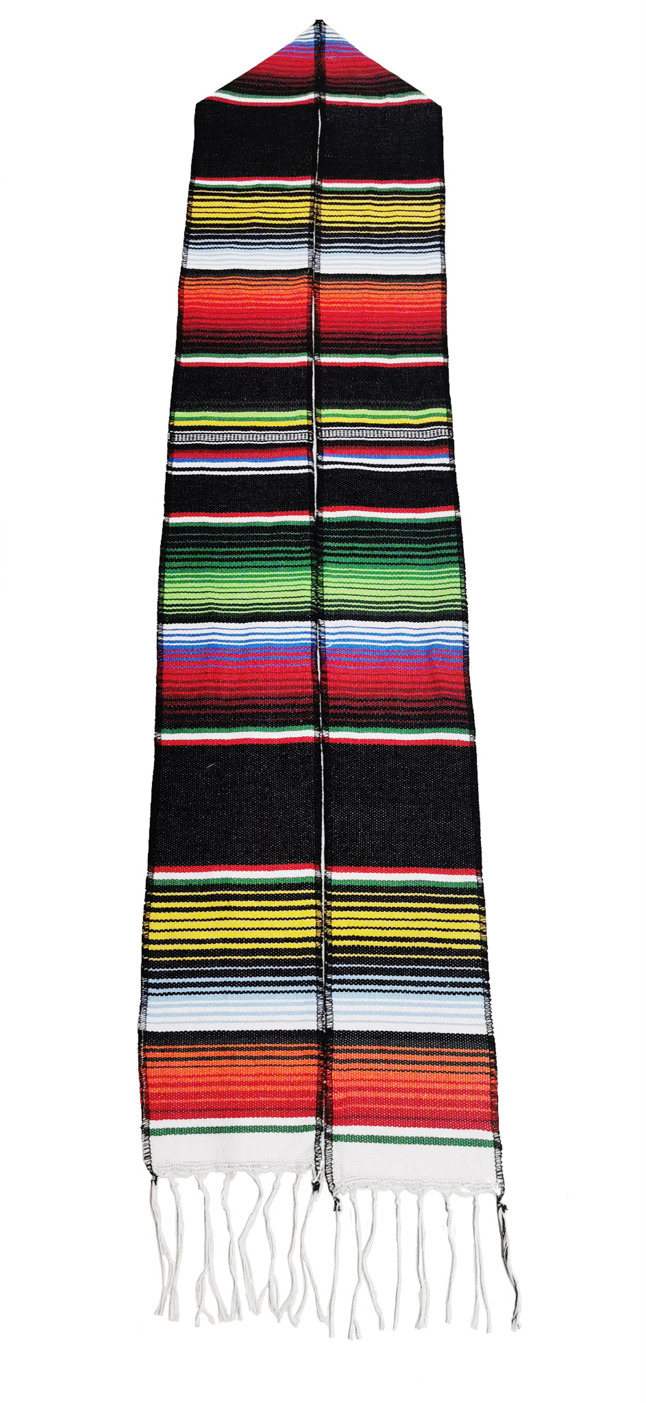 Authentic Black Mexican Serape Graduation Stole - Traditional Hispanic Sash for Graduation Ceremony, Cultural Events & Fiesta Celebrations