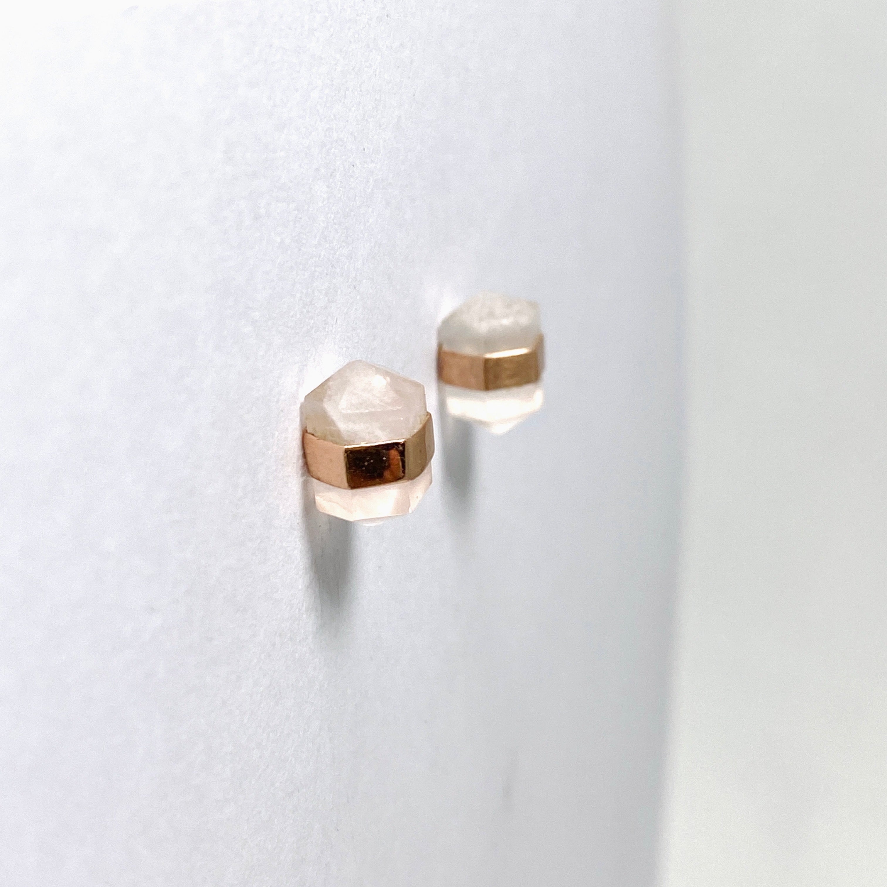 Rose Gold Plated Rose Quartz Stud Earrings for Women - Hypoallergenic, Dainty & Elegant Jewelry Gift for Valentine's Day, Anniversary or Everyday Wear