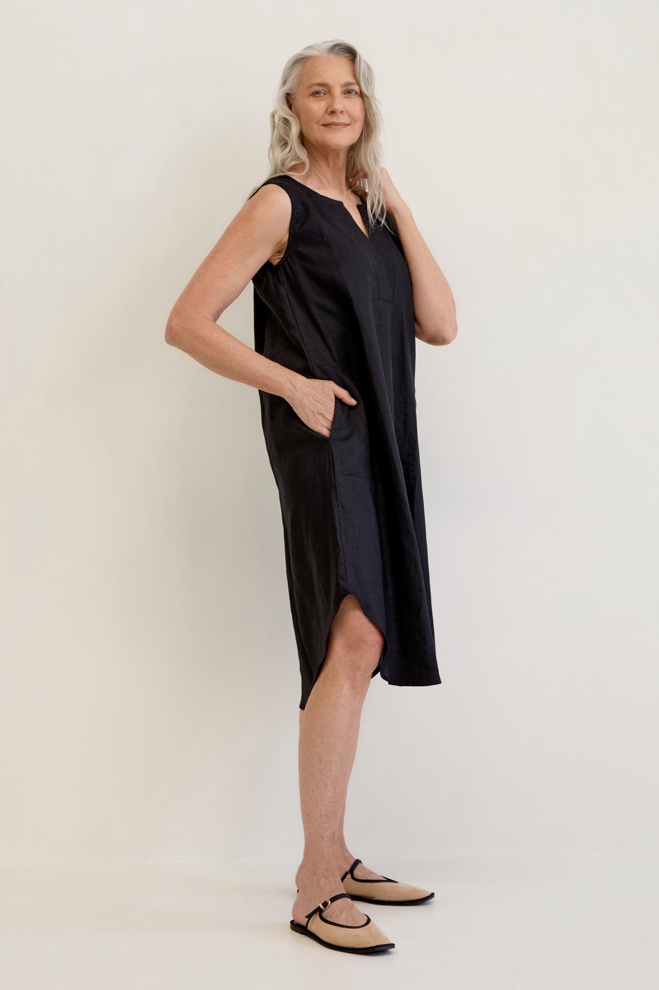 Chloe Linen Dress for Women - Black Summer Maxi Dress with Pockets | Casual Beach Dress, Boho Chic Outfit for Vacation, Date Night & Outdoor Events