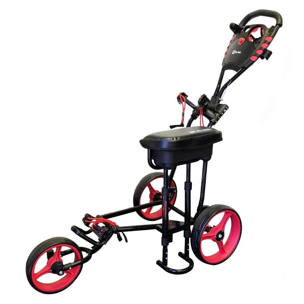 RAM Golf X-Pro Laser 3 Wheel 可折叠高尔夫推车带座椅 - 轻便耐用，适合球场及户外休闲使用
