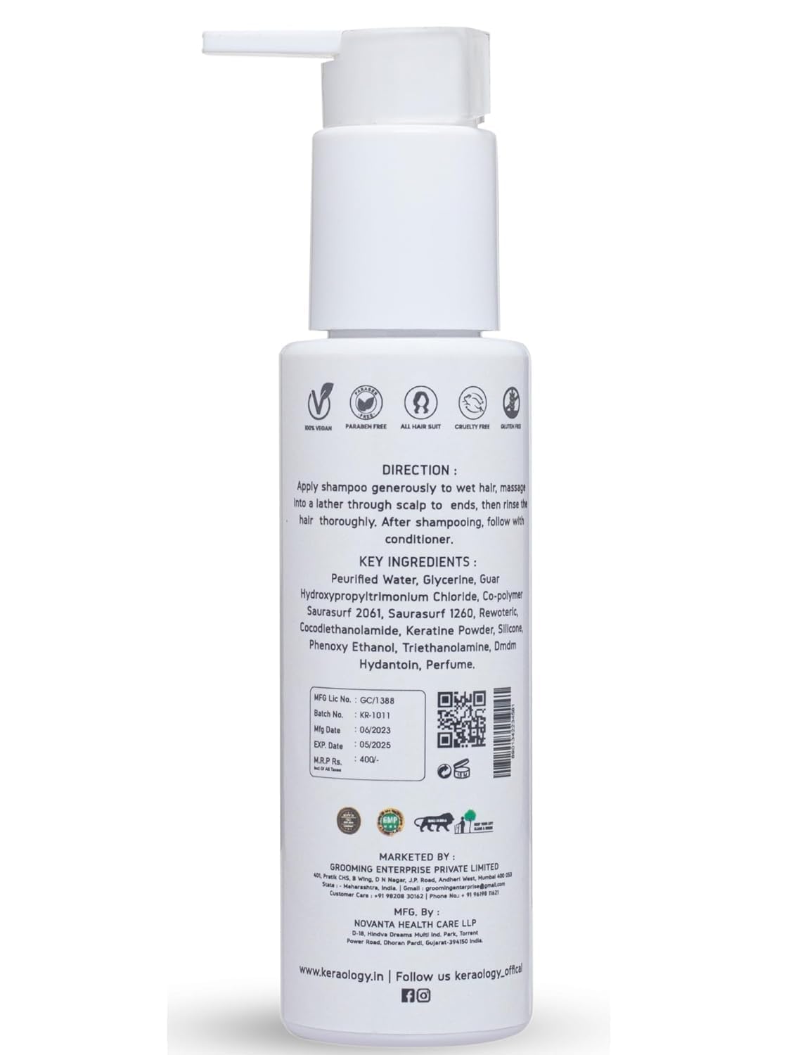 KERA RITUAL Keratin Shampoo with Argan Oil & Hydrolyzed Keratin (120ml) - Sulfate & Paraben Free - Repair & Strengthen Damaged Hair for Daily Use & Salon Results at Home