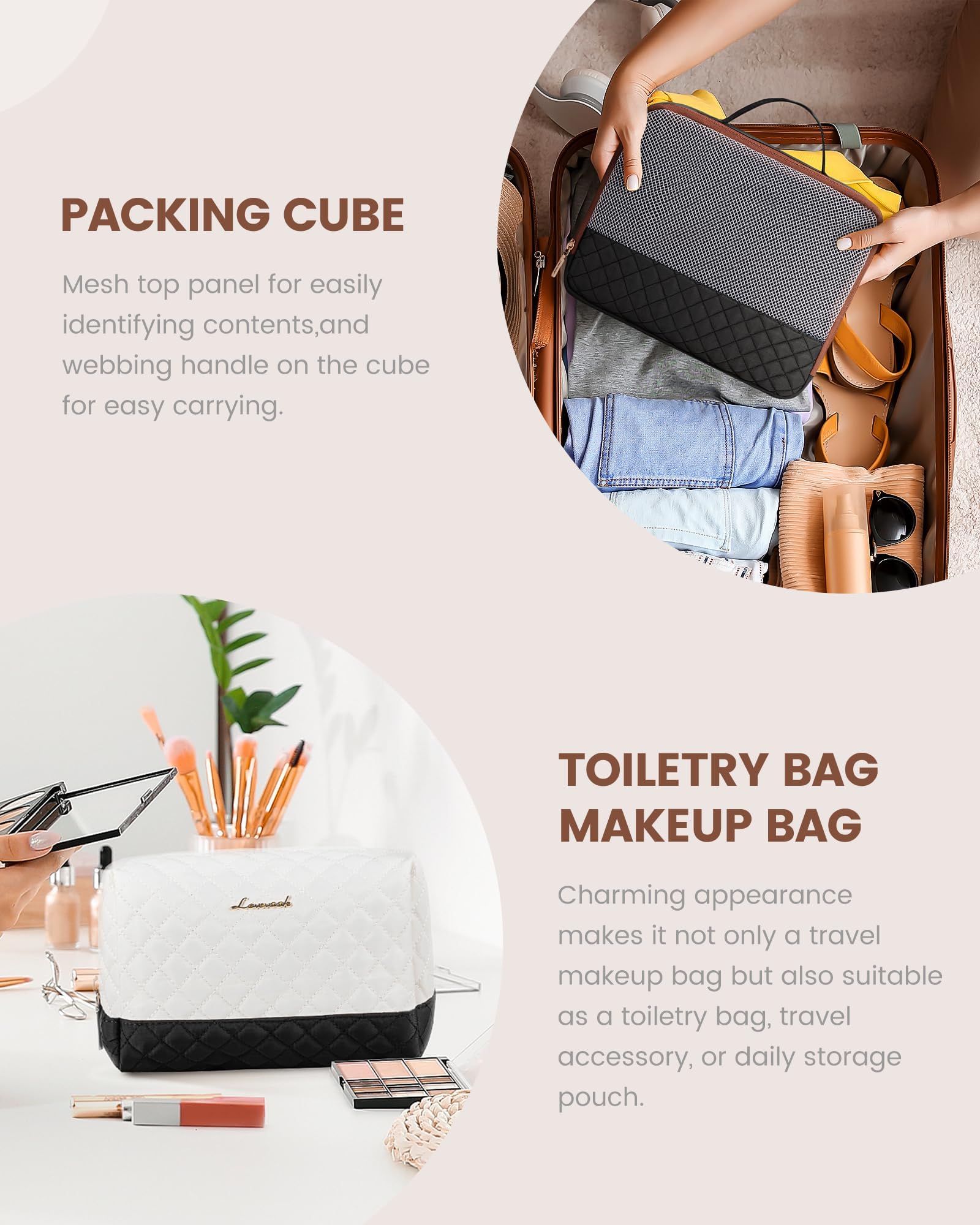 LOVEVOOK Women's Travel Weekender Bag with Shoe Compartment & Wet Pocket - 3 Piece Carry On Overnight Duffle Set for Gym, Yoga, Hospital & Labor Delivery - Perfect for Weekend Getaways, Business Trips & Maternity Care