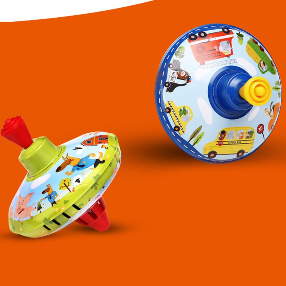 STOBOK Cartoon Animal Printed Metal Spinning Top Toy - High Balance Gyroscope for Kids, Educational STEM Toy, Party Favor & Kindergarten Learning Tool (Green) - Perfect for Birthday Gifts, Classroom Activities & Fun Family Game Time