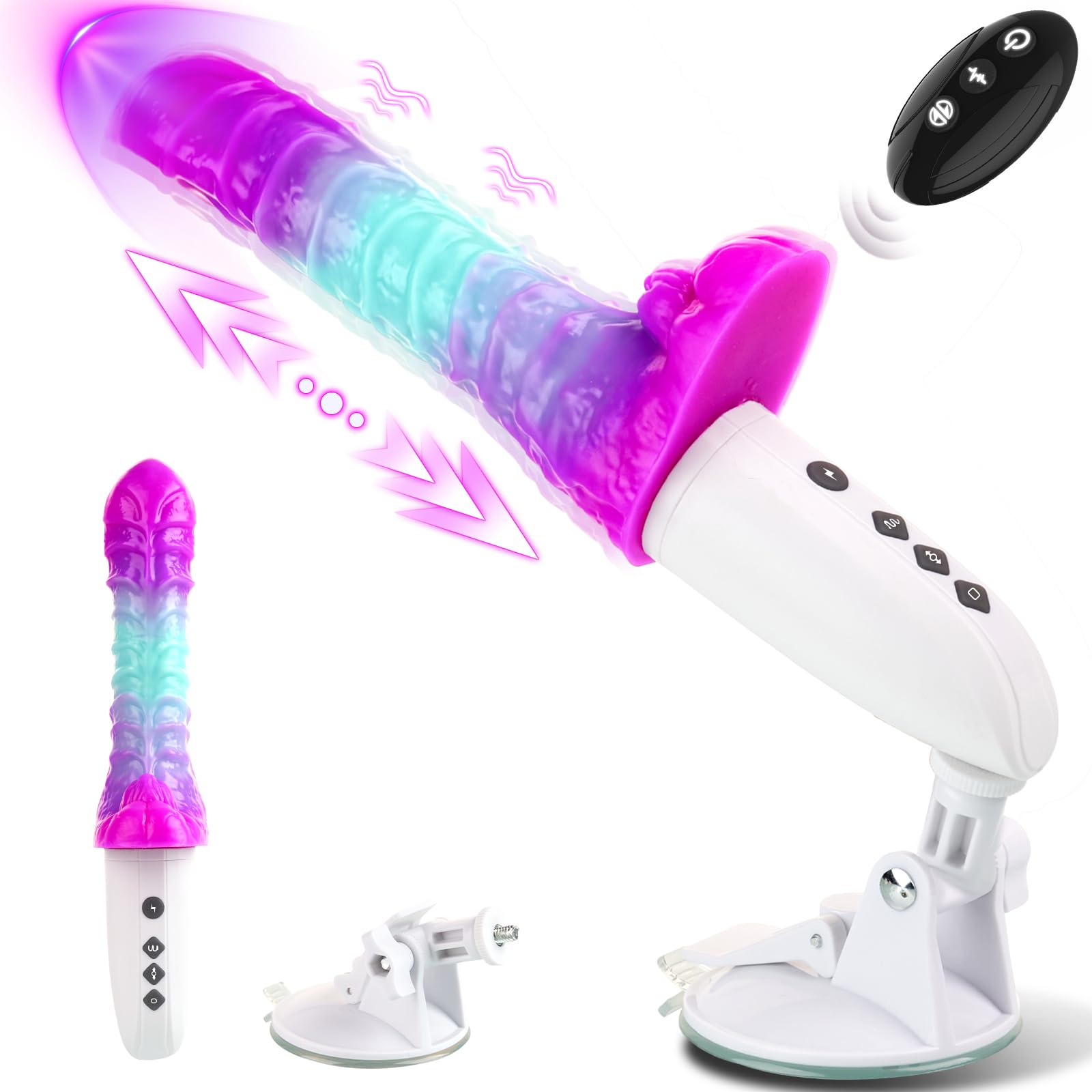 Realistic Thrusting Dildo for Women - 5 Thrusting & 10 Vibration Modes G-Spot Stimulator with Suction Cup | Hands-Free Adult Sex Toy for Solo Play & Couples Use