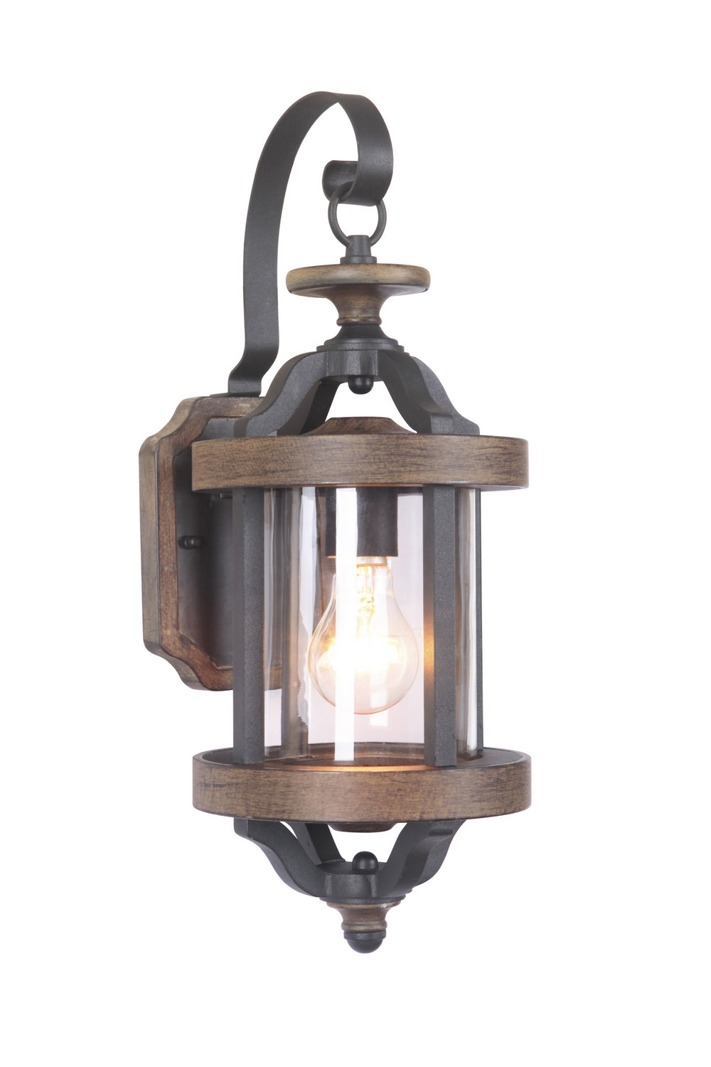 Ashwood One Light Wall Mount Fixture - Textured Black & Whiskey Barrel Finish - Perfect for Bedroom, Hallway, and Outdoor Porch Lighting