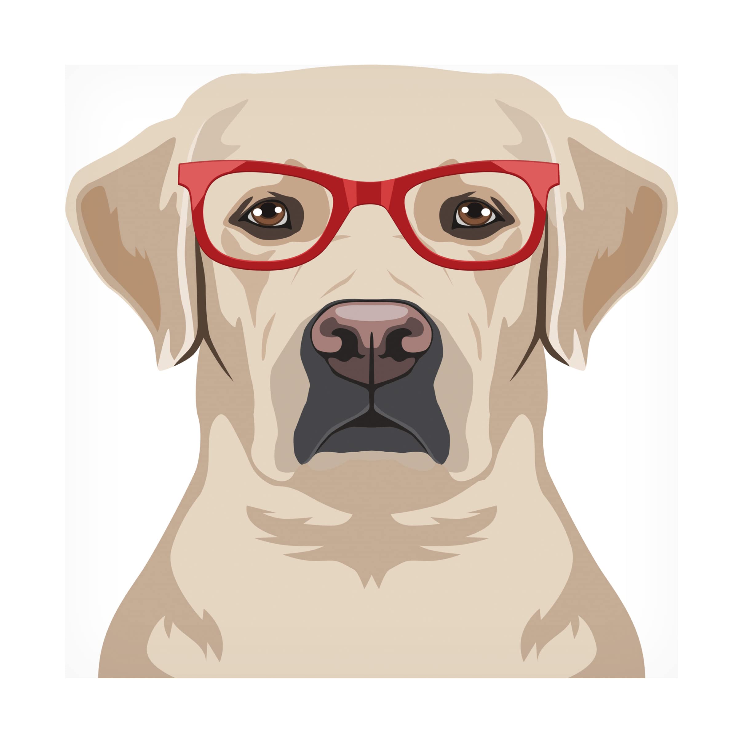 Labrador Retriever Wearing Hipster Glasses Canvas Wall Art - Modern Dog Portrait Painting for Living Room, Bedroom & Office Decor - Funny Pet Gift for Dog Lovers