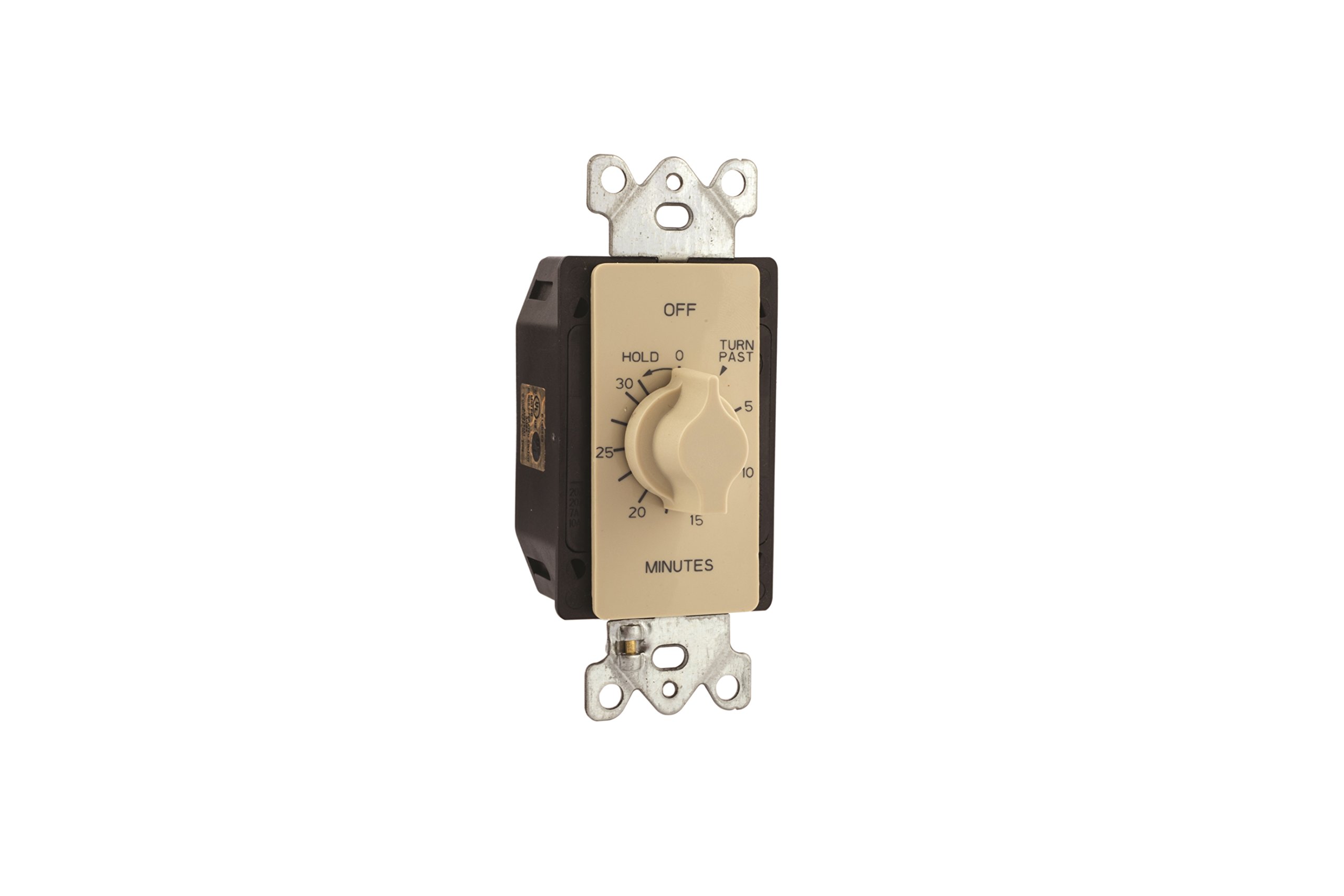 Auto-Off In-Wall Springwound Timer Switch with Hold Function - 30 Minute Countdown - Ivory - Perfect for Bathroom Fans, Kitchen Lights & Home Automation