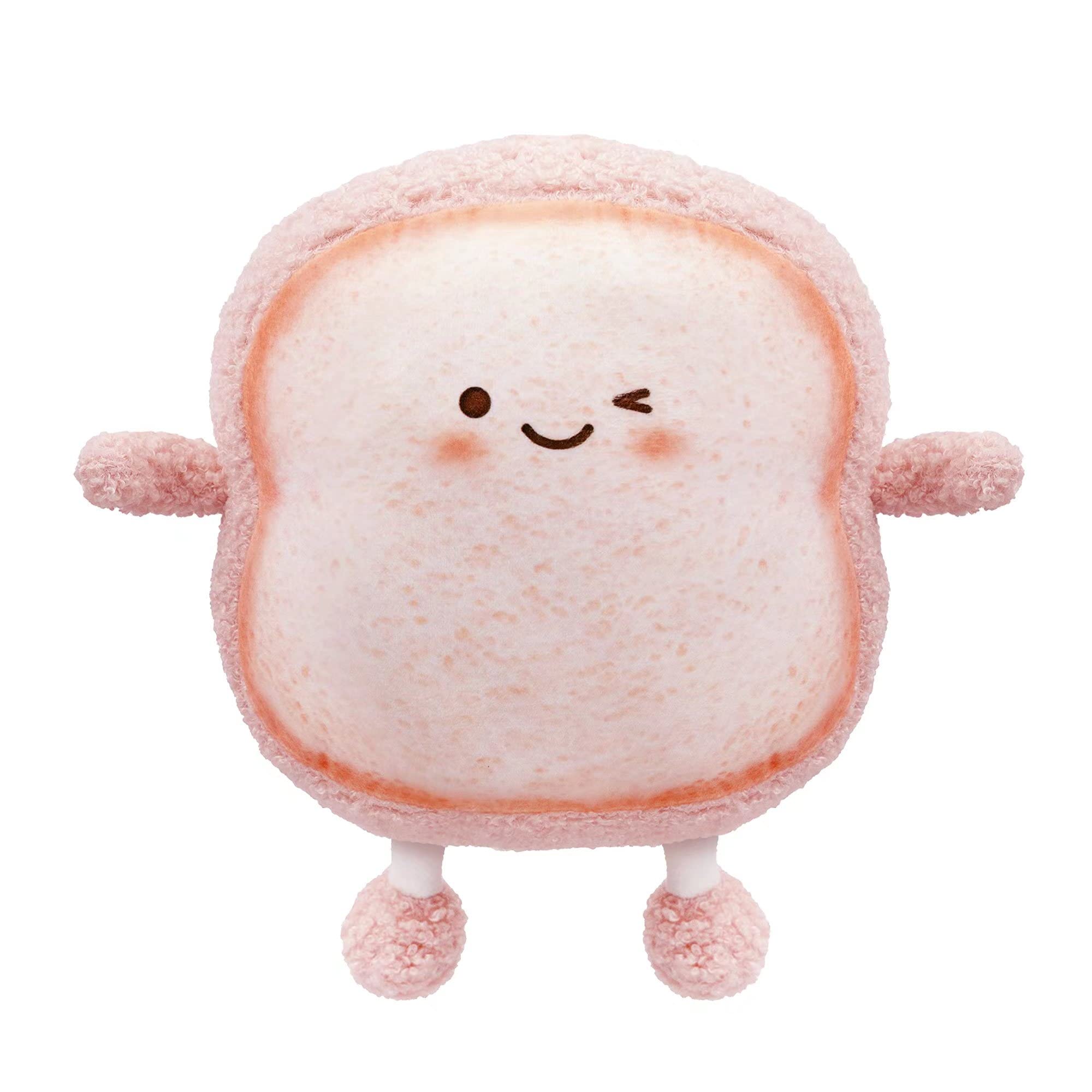 Funny Toast Bread Plush Pillow - Cute Stuffed Sofa Pillow for Home Decor & Gifts (Pink) - Perfect for Bedroom, Living Room, and Anime Cosplay Props