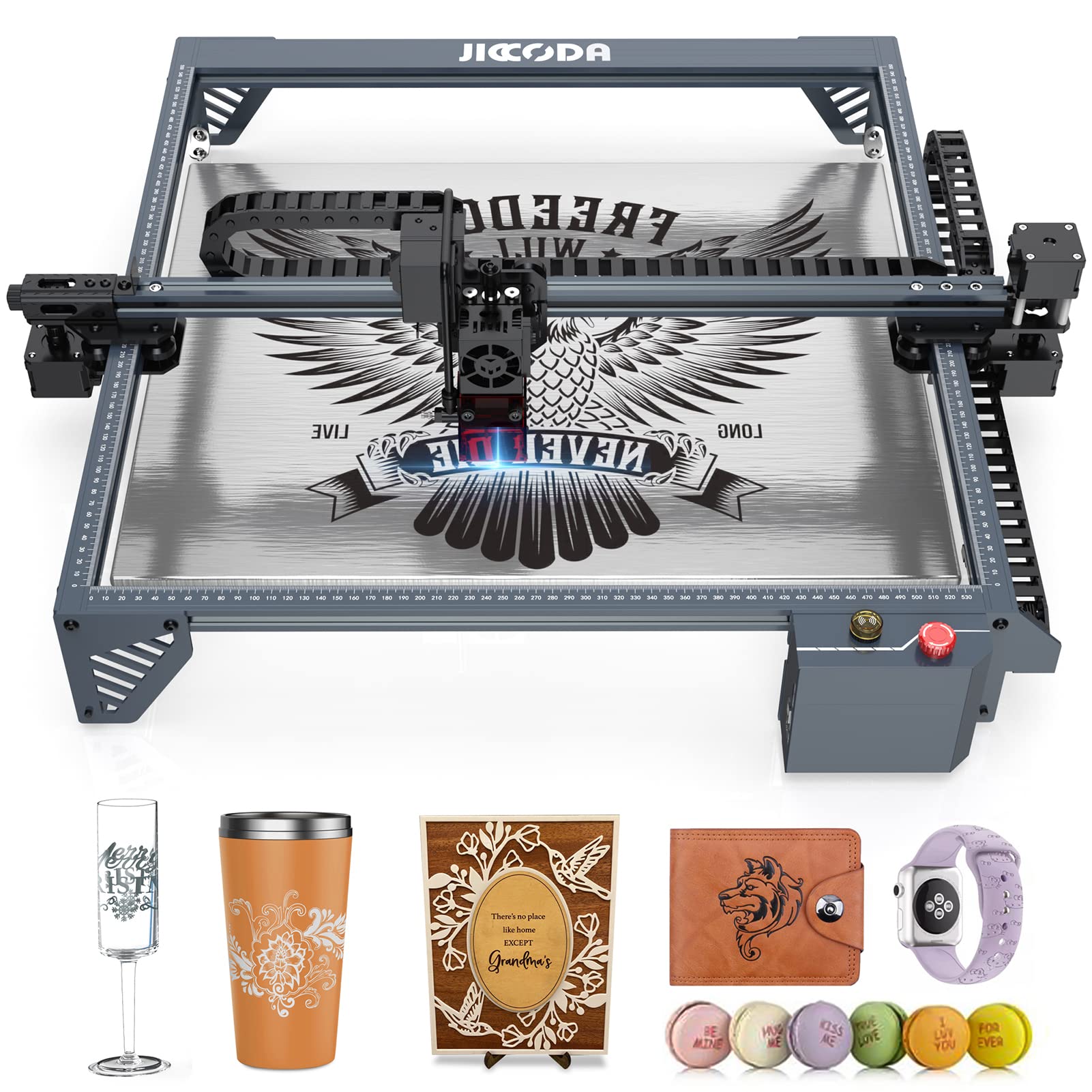 JICCODA 10W Laser Engraver & Cutter Machine for Wood, Metal, Paper, Acrylic - Compatible with LightBurn & GRBL (Includes Air Assist Nozzle) | Perfect for DIY Crafts, Home Decor, Personalized Gifts & Small Business Projects
