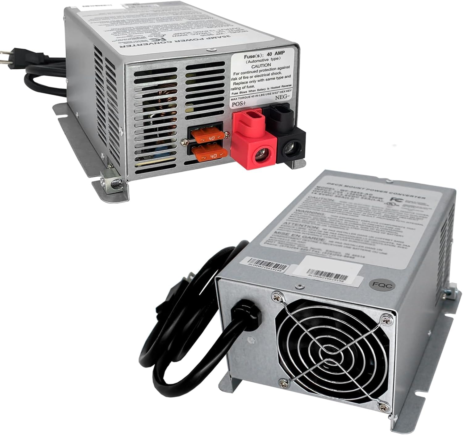 75A RV Converter Charger - WF-9875-AD-CB 75 Amp Power Converter with Deck Mount for RV & Camping - Perfect for Powering Appliances On The Road