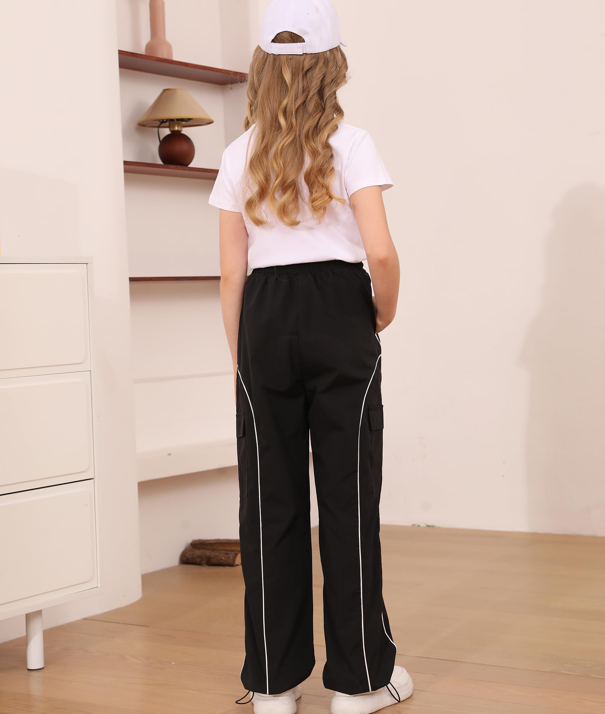 Vogseek Girls Cargo Pants for 7-14 Years - Y2K Style Joggers with Pockets | Loose Fit Casual Pants for School, Play & Outdoor Activities