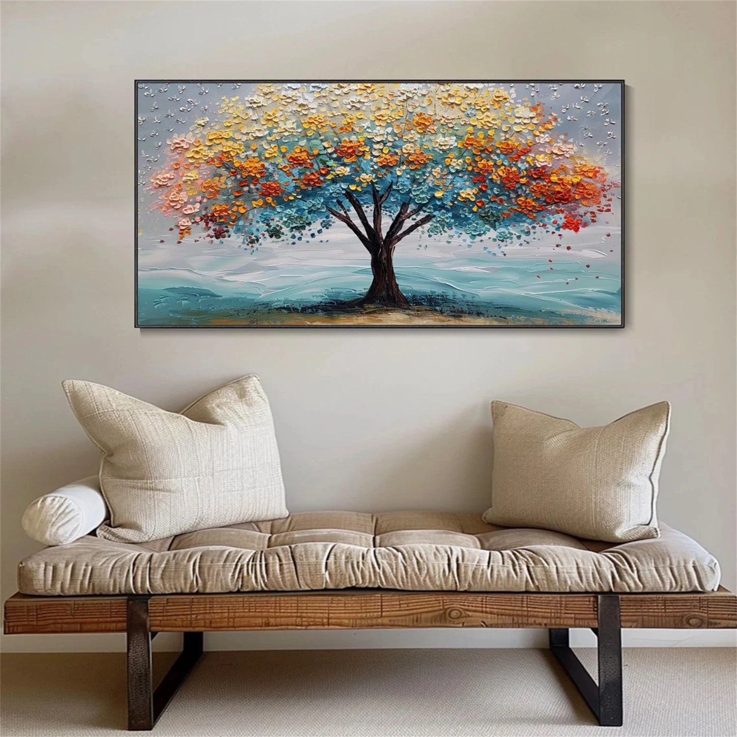 Flower and Tree Painting Wall Art - Handmade Canvas Print #FT099 - Perfect for Living Room, Bedroom & Office Decor